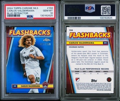 Carlos Valderrama 2024 Topps Chrome MLS Blue Refractor Flashbacks