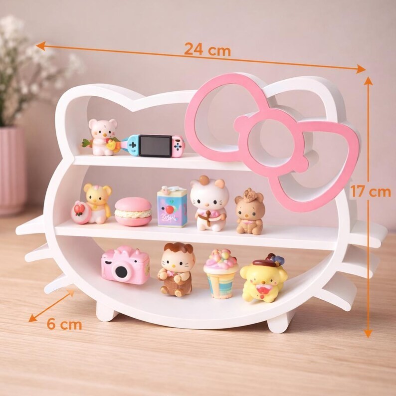 Hello Kitty Shelf, Kawaii Miniature Display, Cute Organizer