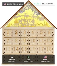 CCINEE Christmas Wooden Advent Calendar with LED Light 24 Storage Drawers Christ