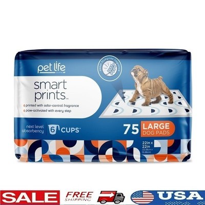 Smart Prints Dog Pads W/ Odor Control Technology 5 Layer Absorbent Design 75ct