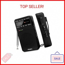 PRUNUS J-166 Portable Radio AM FM, Battery Operated Radio with Tuning Light, Bac