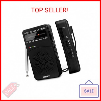 PRUNUS J-166 Portable Radio AM FM, Battery Operated Radio with Tuning Light, Bac