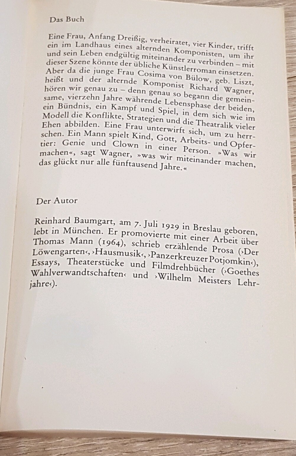 Thumbnail - Wahnfried Bilder Einer Ehe - Richard Baumgart / Roman Buch 1987