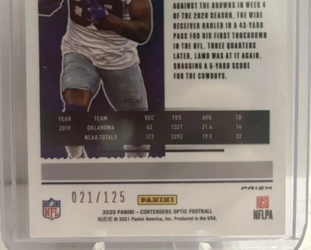 2020 Contenders Optic CeeDee Lamb Rookie Ticket #/125 Red Prizm MINT🔥 - Image 3 of 3