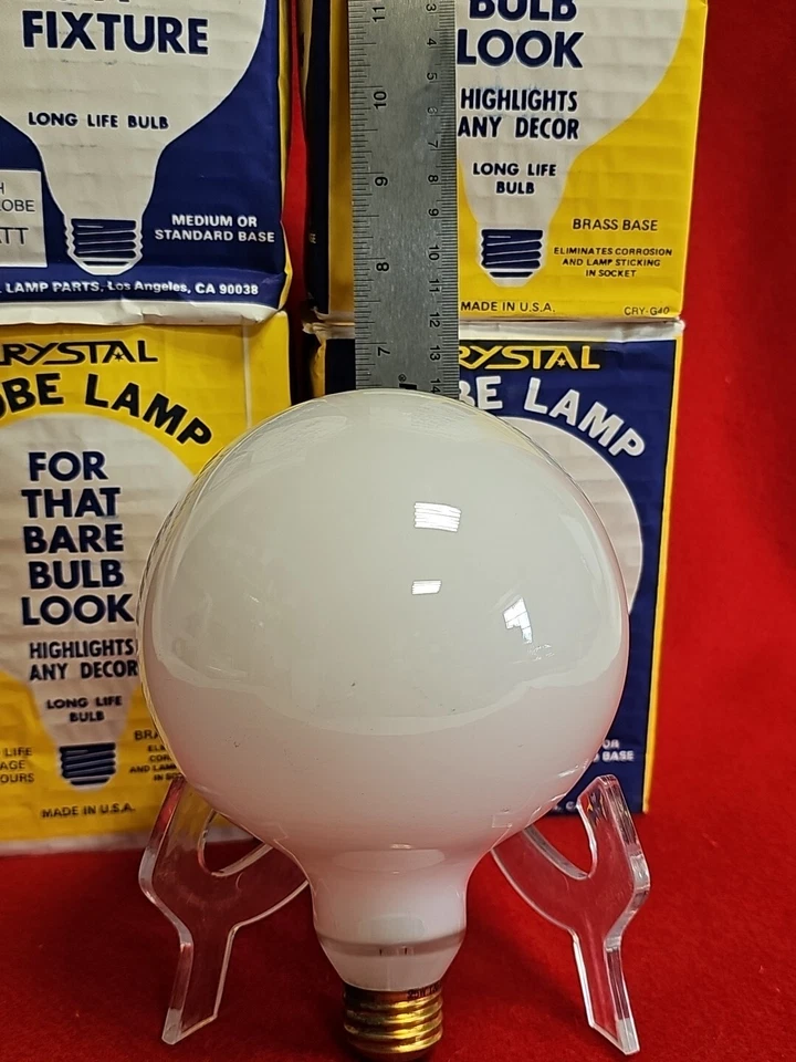 Vtg 4pc-NOS GLOBE CRYSTAL 120-Volt 25Watt G40 Medium Base Light Bulb, BALL, FAN - Image 4 of 4