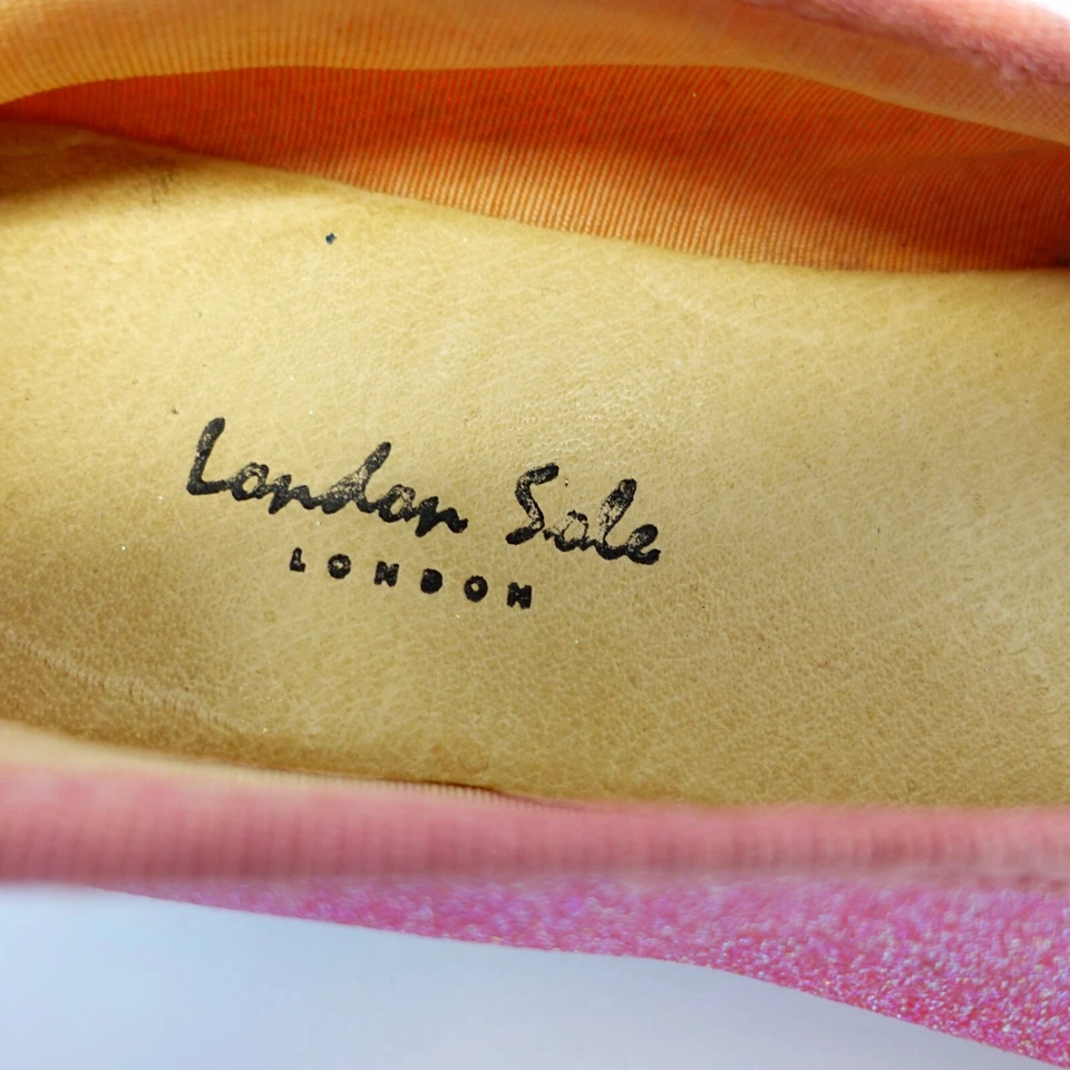 London Sole Ballet Flat 37 6 Pink Slip On Leather Glitter Parisian FRANCE $258 - Image 3 of 4