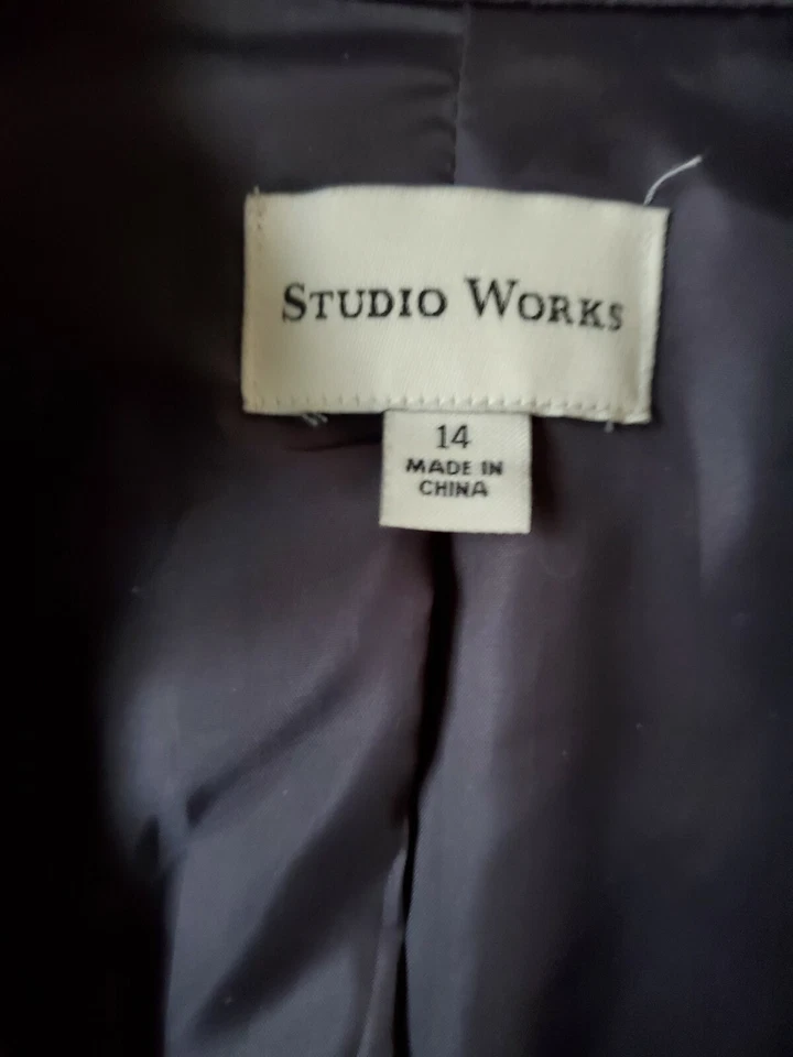 Chaqueta Blazer Mujer Studio Works Gris Talla 14 Cremallera Frontal, Ligera, Forrada Foto 4 de 4