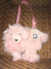 Timeless Toys Pink Poodle Dog Purse Muffler Combo Plush Zippered Top