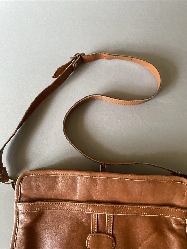 Tano женщин коричневый кожаный Дамская сумка винтажная наплечная сумка с молнией классический - Изображение 3 из 4