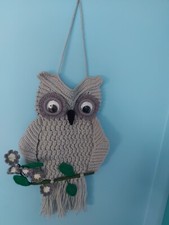 Macrame Owl On Branch With Macrame Flowers Wall Hanging Boho