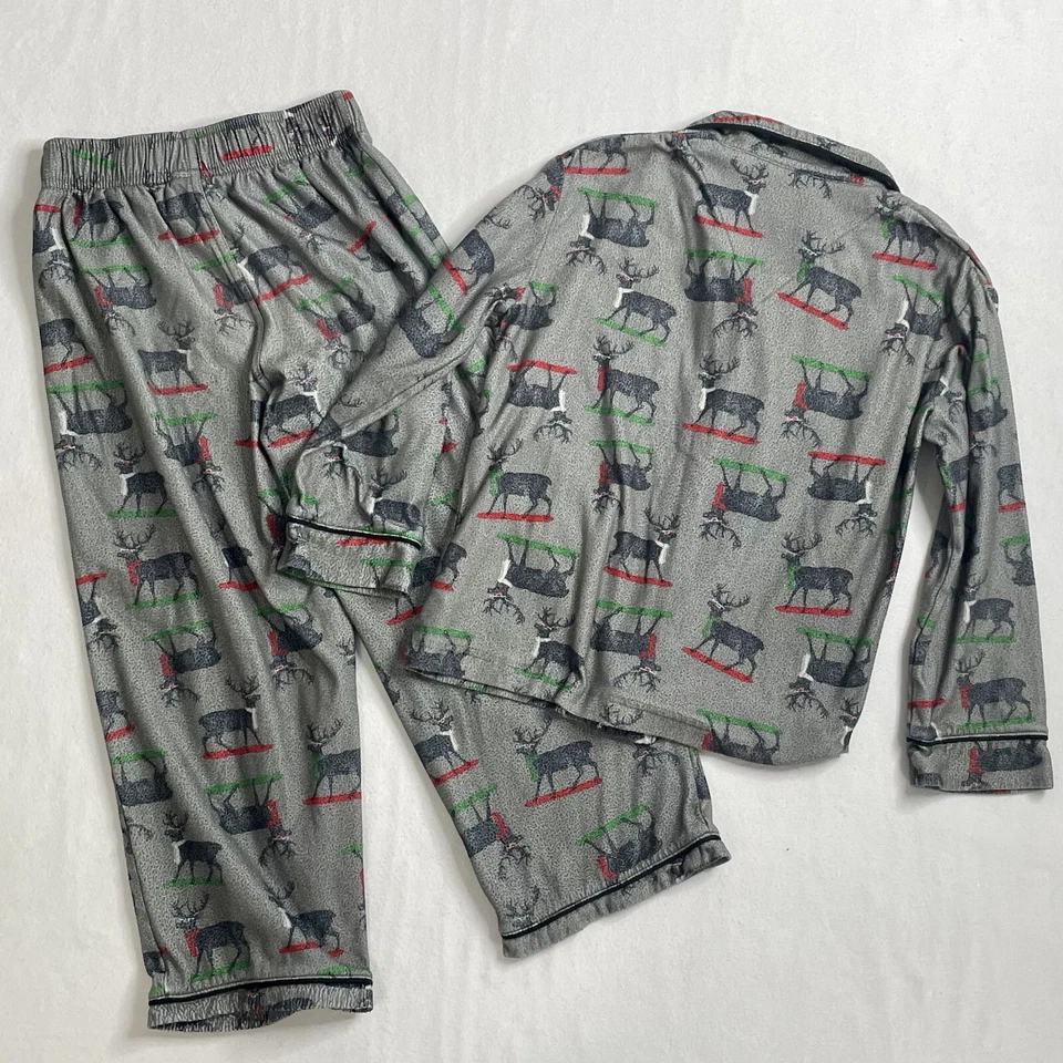 Circo Niños Vacaciones Reno Dos Piezas Pijama Cuello Camisa y Pantalones Talla 6-7 Foto 2 de 4