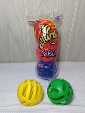 Amloid Whirly Balls 5 Vintage Plastic USA made Balls Red Blue Yellow Green