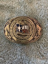 Vtg. BRASS STATE OF TEXAS SESQUICENTENNIAL CELEBRATION BELT BUCKLE 1836-1986