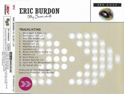 Eric Burdon My Secret Life (SPV Recordings Germany CD) Good Ships 1st Class