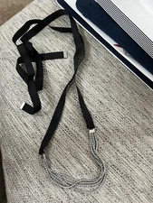 KEEP Collective: Grosgrain and Multi Chain Necklace, Silver/Black - Brand New