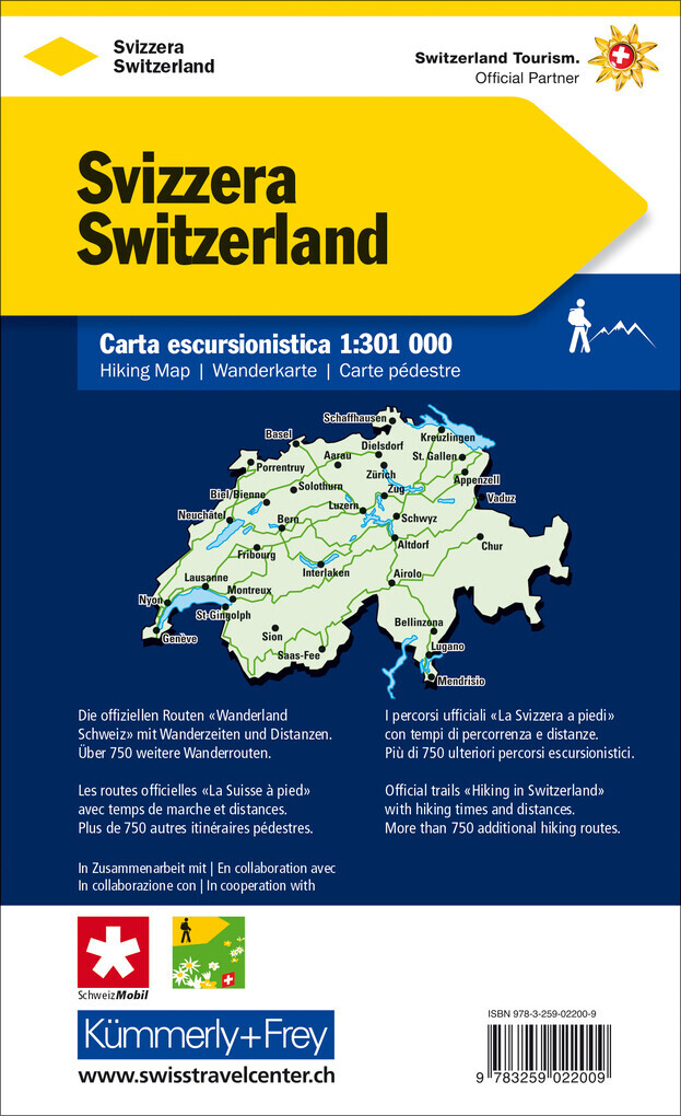 Thumbnail - Kümmerly+frey Wanderkarte Schweiz 1:301.000 | 2021 | Deutsch