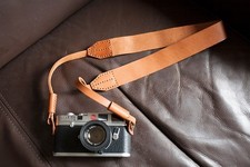 Handmade Real Leather camera neck strap for EVIL DSLR camera Light Brown 01-111