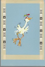 AND AWAY YOU GO painted Stork w/ propeller beanie 7x10 Greeting Card Art BV4279
