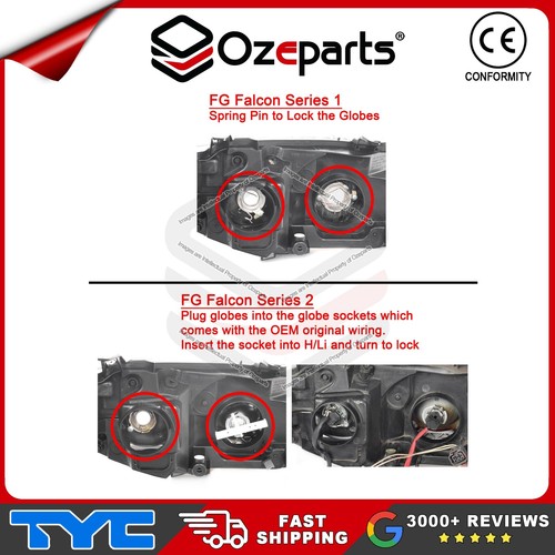 Set Pair LH+RH Head Light For Ford Falcon FG Series 2 XR6 XR8 XR Turbo 11~14 - Picture 2 of 5