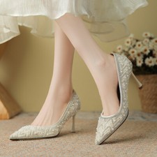 Rhinestone High Heel Wedding Bridesmaid Wedding Dress Bride Stiletto Heel Pump