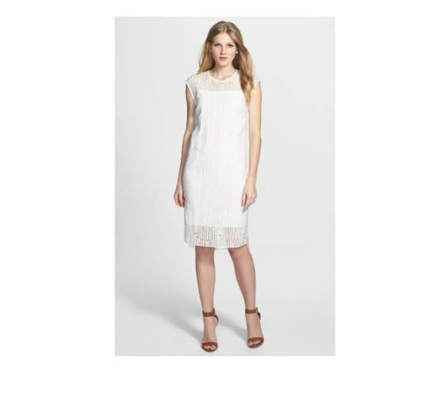 white dress square neck White Linen Square-Neck Fit & Flare Dress