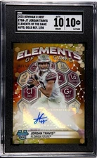 2023 Bowman Best U JORDAN TRAVIS GOLD AUTO /50 Elements Of The Game Jets Rookie
