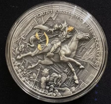 2020 $5 Niue BLACK HORSE Four Horseman Of The Apocalypse 2 Oz Silver Coin