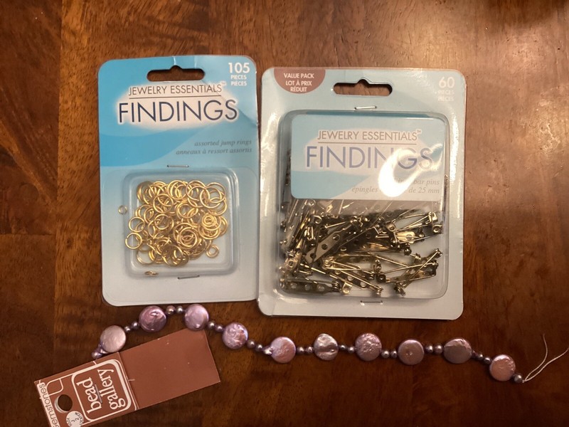 New Jewelry Essentials Findings Jump Rings & Bar Pins + Lavender  Coin Pearls