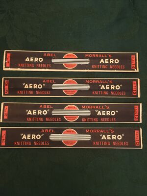 RARE 4 Abel Morrall's AERO Double Pointed Knitting Needles Sizes 10,12,13,14