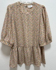 Sienna Sky Women’s  Floral Peplum Blouse Top  Great Fabric Very Feminine