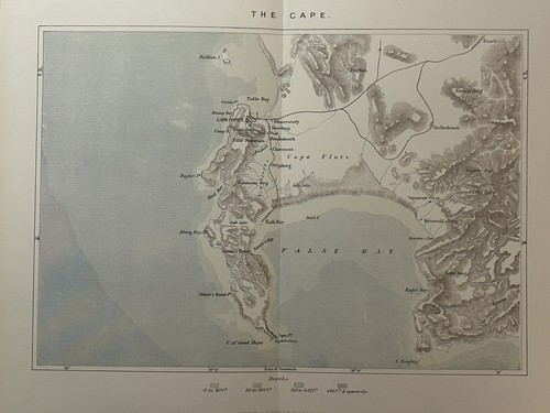 1888 The Cape, South Africa Original Antique Map