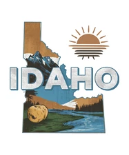 Idaho State Sticker 3" Pride USA Farmland Home Country Retro Frontier Lakes