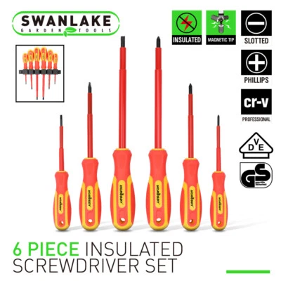 6pc Electrician's Insulated Magnetic Electrical Hand Screwdriver Tool Set New