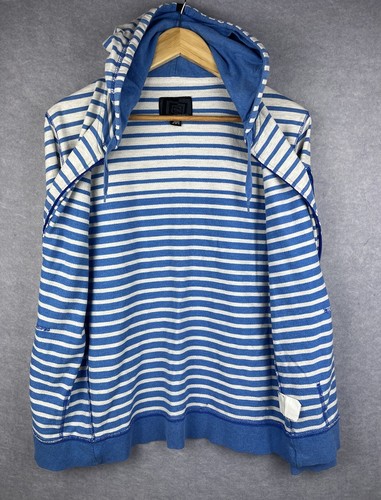 Womens Hoodie Rip Curl Embroidered Logo Blue White Stripes M Medium Vintage - Picture 2 of 12