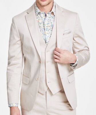 $360 NEW BAR III MENS TAN SOFT COTTON SLIM STRETCH BLAZER SPORT COAT SUIT JACKET