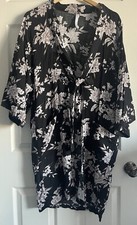 SPIRITUAL GANGSTER Kimono Maya Robe Black Floral Cardigan Tie Front Pockets