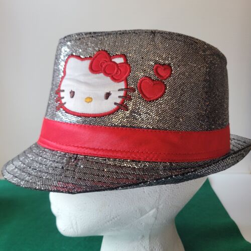 Hello Kitty Girl's Fedora Hat One Size Sparkling Red Trim Embroidery Sanrio 2012 - Picture 1 of 24