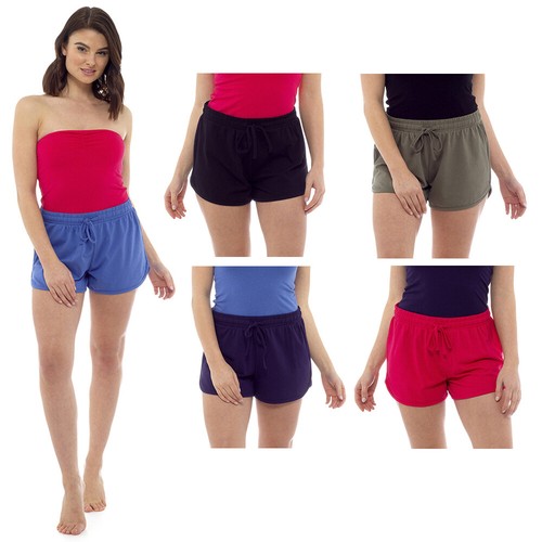 Womens Ladies Cotton Rich Elasticated Beach Summer Shorts UK Sizes 822 eBay