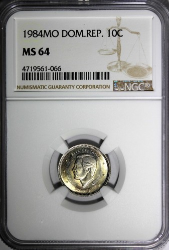 DOMINICAN REPUBLIC 1984 MO 10 Centavos NGC MS64 Juan Pablo Duarte KM# 60 (066) - 第 2/4 張圖片