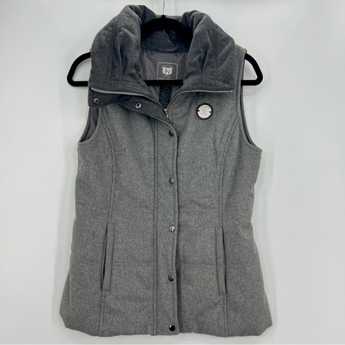 Noel Asmar Equestrian High Collar Wool Vest Grey Jacket Full Zip Up Wool Small