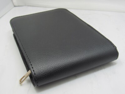 STUNNING HIGH QUALITY BLACK PU LEATHER CASE FOR 12 PENS W/VELOUR CENTER DIVIDER