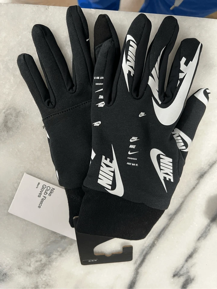 耐克 Club Fleece 手套跑步训练寒冷天气黑色男式 Med — 第 4/4 张图片