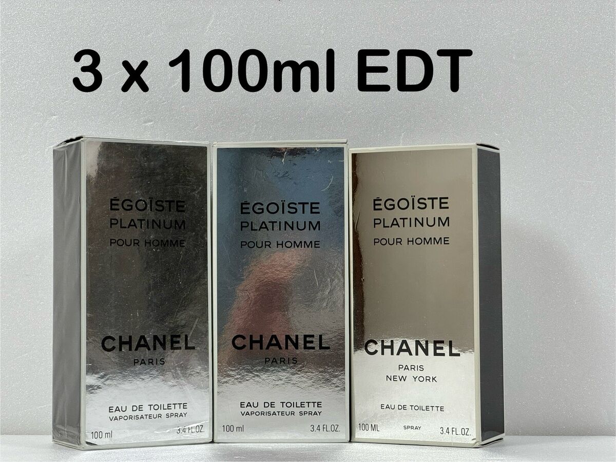3 x 100ml Chanel Egoiste Platinum EDT Spray Vintage 1994 3 x 100ml Chanel Egoiste Platinum EDT Spray Vintage 1994