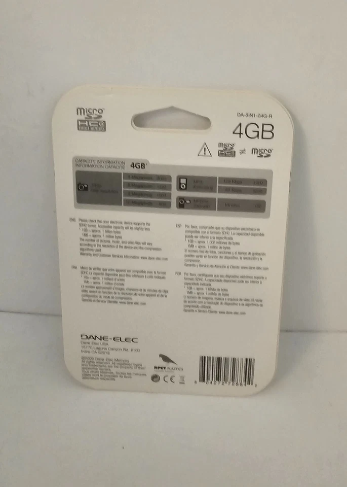 NEW 2 Pack Dane Elec 4GB Micro SDHC Memory Cards +SD Adapter +USB Drive adapter - Image 3 of 3