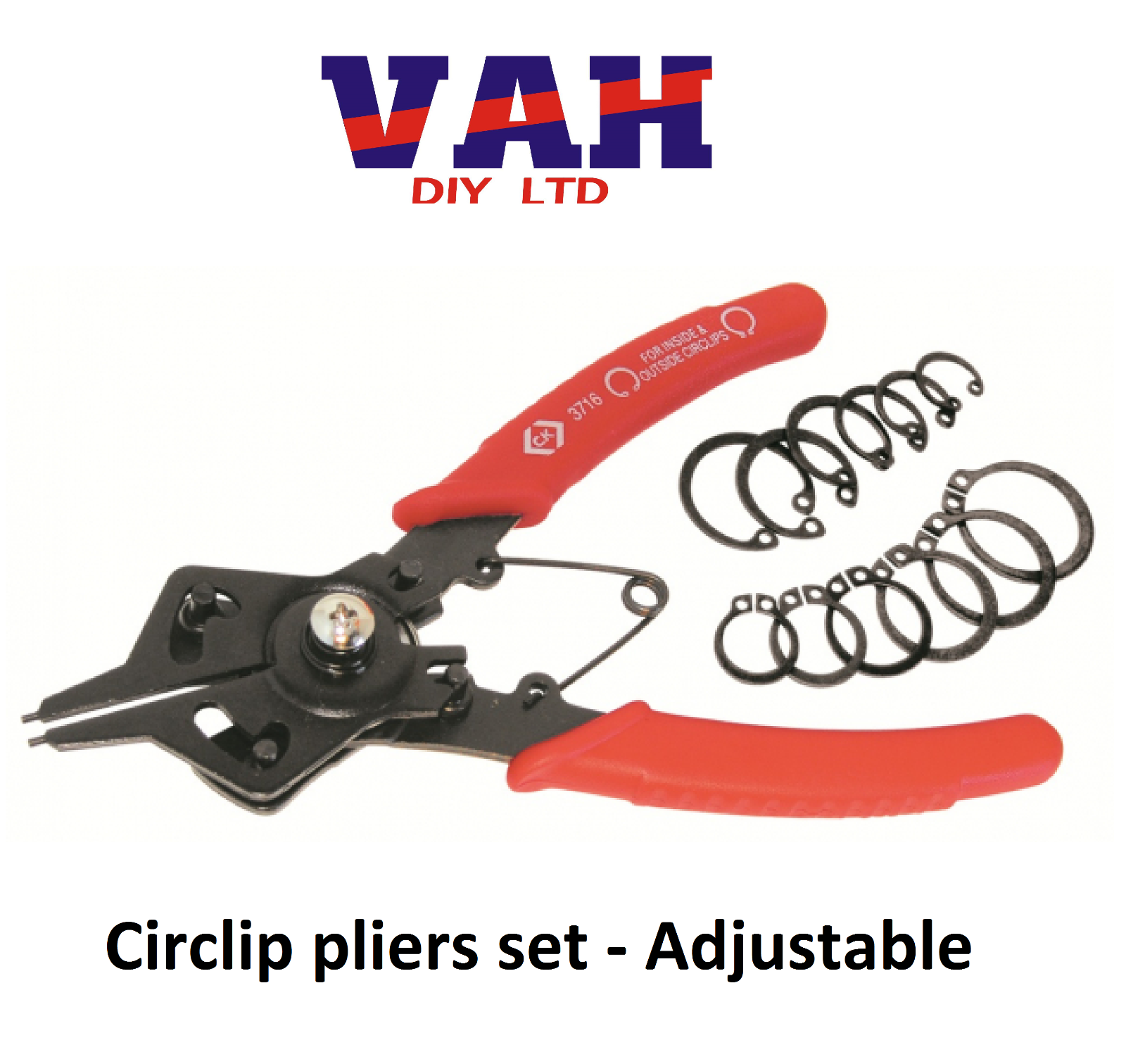 CK Adjustable Internal Or External Circlip Plier Set