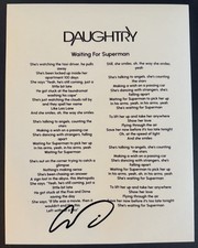 CHRIS DAUGHTRY SIGNED LYRIC SHEET SINGER WAITING FOR SUPERMAN AUTOGRAPH COA CHRIS DAUGHTRY SIGNED LYRIC SHEET SINGER WAITING FOR SUPERMAN AUTOGRAPH COA