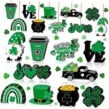 St. Patrick's Day Decoration for Tree Wood St. Patrick's Day Shamrock Gnome