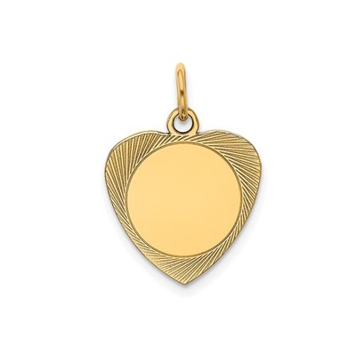 14k Gelbgold Herz Anhänger für Frauen Sunburst gravierbar minimalistisch Charm
