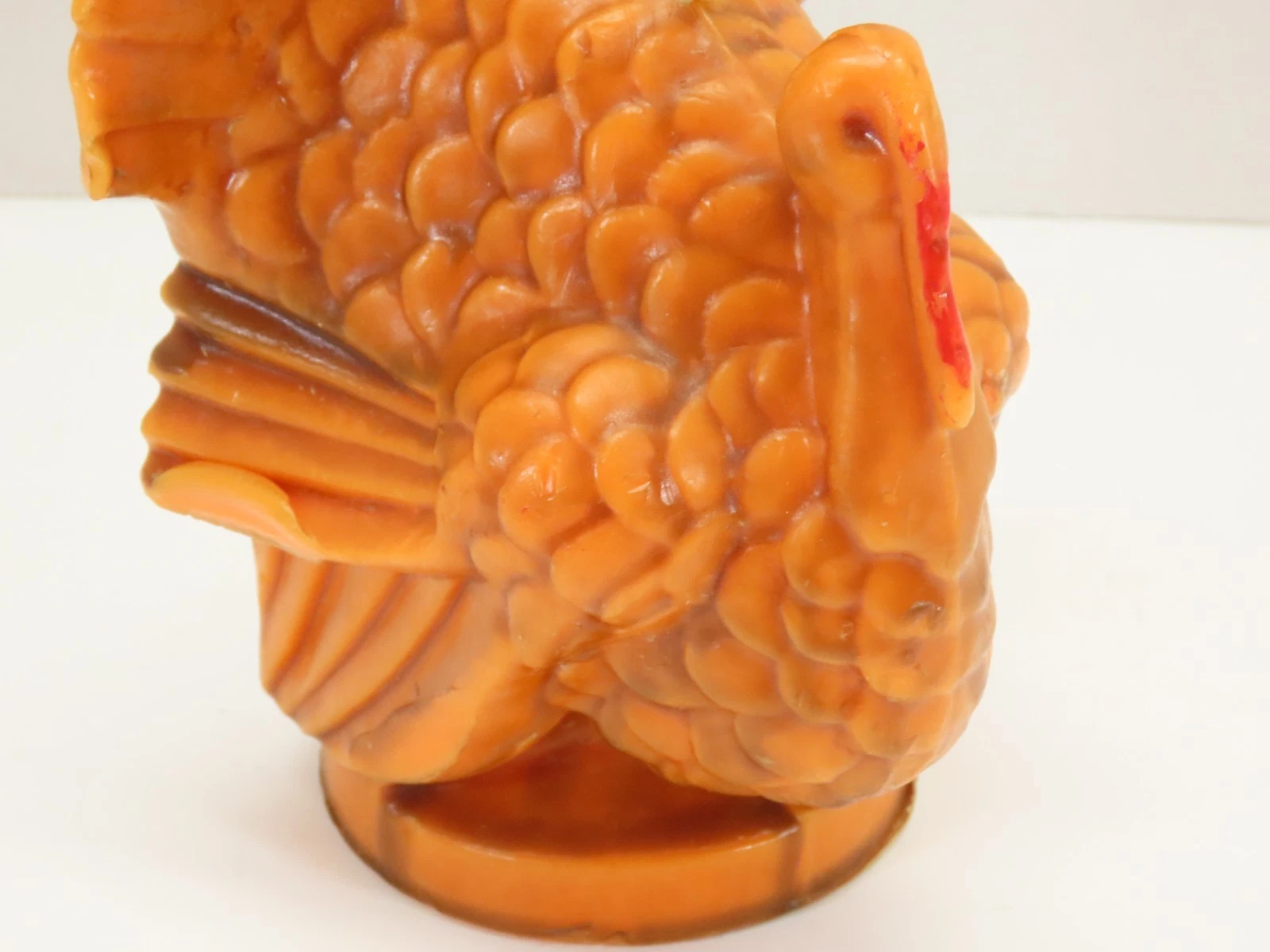 Gurley Turkey Wax Candle Thanksgiving Figurine Orange Vintage Large  6.5"H D2719 image 2