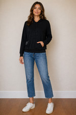 Sundry Hoodie Women s Size 3 Black Lightweight Pullover Made USA Modal Blend